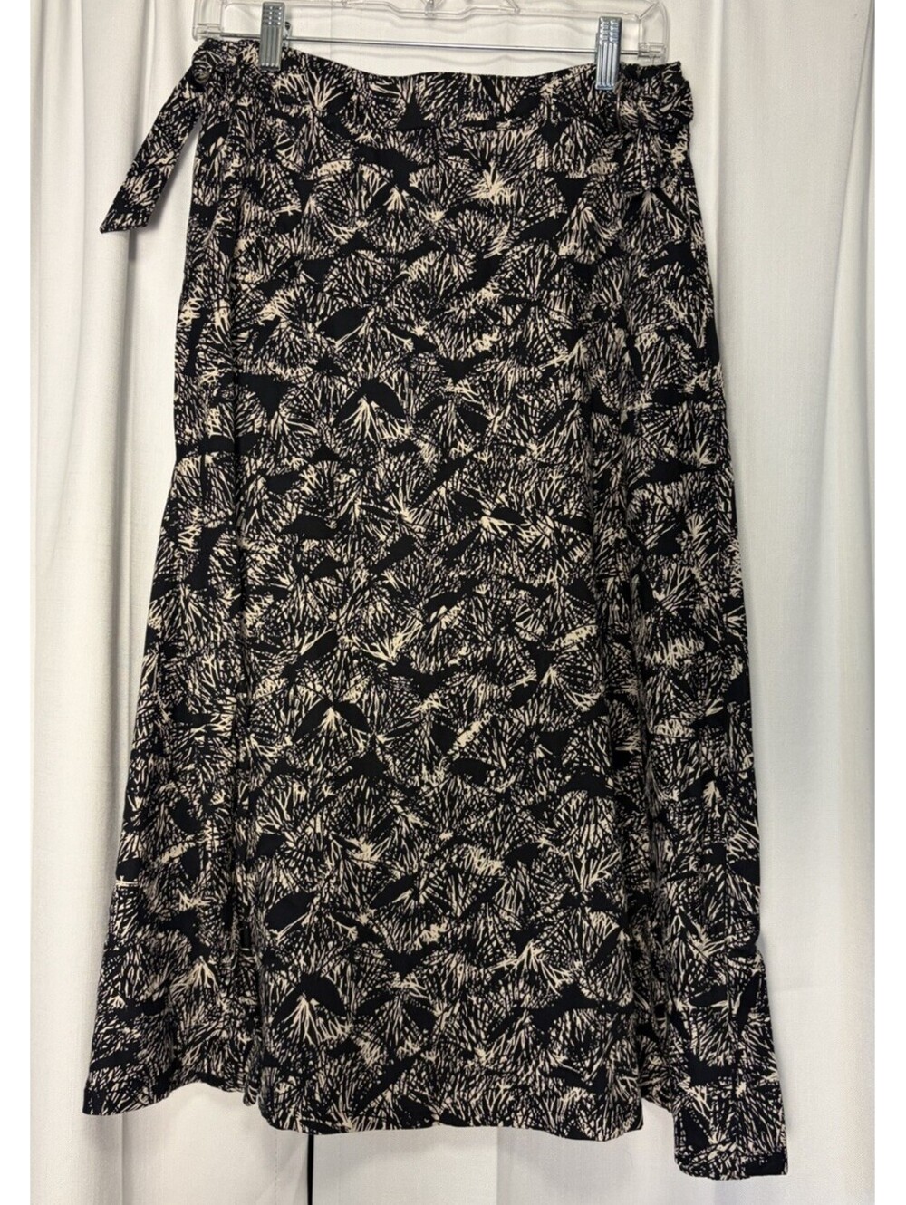 Y2K People Tree Black & Beige Abstract Floral Print A Line Skirt Size UK 12 US 8